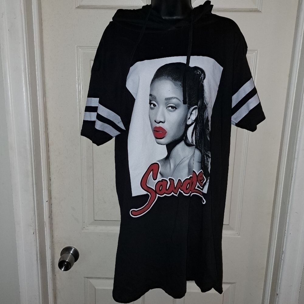 On fire graphic hooded T- shirt size 1X A-37